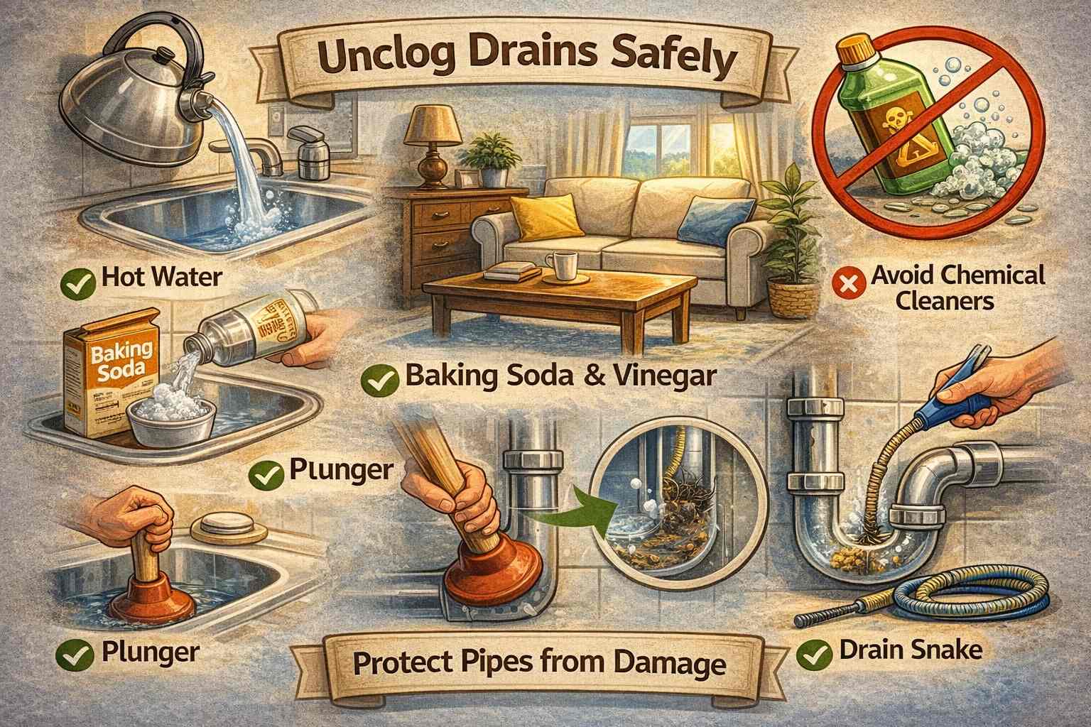 How to Unclog Drains Without Damaging Pipes